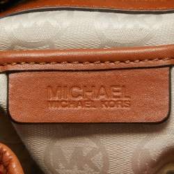 Pre Owned Michael Kors Orange/Brown Canvas and Leather Marina Drawstring Bag