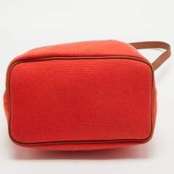 Pre Owned Michael Kors Orange/Brown Canvas and Leather Marina Drawstring Bag