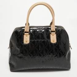Pre Owned MICHAEL Michael Kors Black Signature Patent Leather Satchel