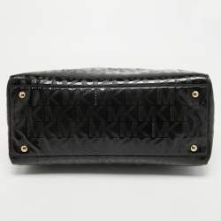Pre Owned MICHAEL Michael Kors Black Signature Patent Leather Satchel