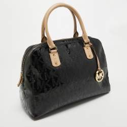 Pre Owned MICHAEL Michael Kors Black Signature Patent Leather Satchel