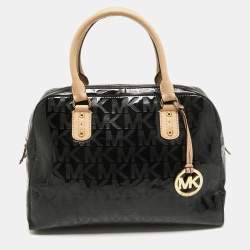 Pre Owned MICHAEL Michael Kors Black Signature Patent Leather Satchel