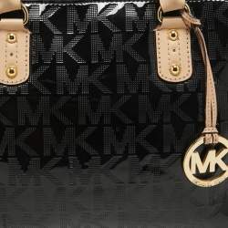 Pre Owned MICHAEL Michael Kors Black Signature Patent Leather Satchel