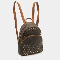 MICHAEL Michael Kors Brown Signature Coated Canvas Studded Abbey Backpack