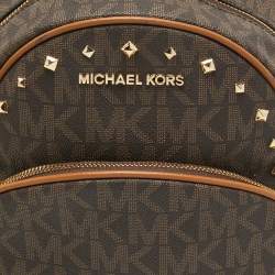 MICHAEL Michael Kors Brown Signature Coated Canvas Studded Abbey Backpack