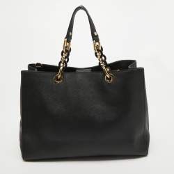 Pre Owned MICHAEL Michael Kors Black Saffiano Leather Large Cynthia Tote