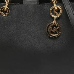 Pre Owned MICHAEL Michael Kors Black Saffiano Leather Large Cynthia Tote