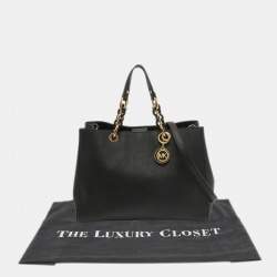 Pre Owned MICHAEL Michael Kors Black Saffiano Leather Large Cynthia Tote