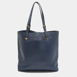 Pre Owned MICHAEL Michael Kors Navy Blue Leather Jet Set Tote