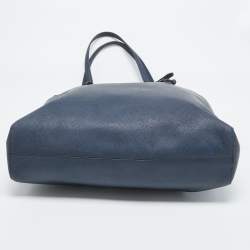 Pre Owned MICHAEL Michael Kors Navy Blue Leather Jet Set Tote