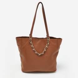 Pre Owned MICHAEL Michael Kors Brown Leather Chain Tote 