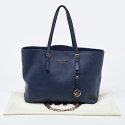 مملوكة مسبقًا حقيبة يد مايكل كورس جيت سيت ترافيل كبيرة جلد أزرق كحلي