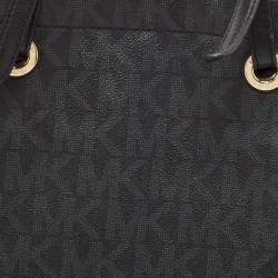 Pre Owned MICHAEL Michael Kors Black Signature Coated Canvas Tote