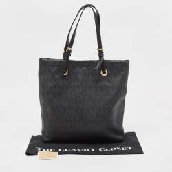 Pre Owned MICHAEL Michael Kors Black Signature Coated Canvas Tote