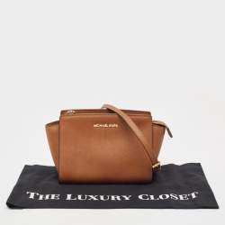 Pre Owned MICHAEL Michael Kors Brown Leather Medium Selma Crossbody Bag