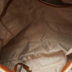 Pre Owned MICHAEL Michael Kors Brown/White Signature Coated Canvas Large Hamilton North South Tote