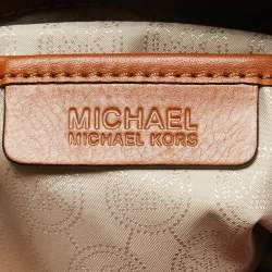 Pre Owned MICHAEL Michael Kors Brown/White Signature Coated Canvas Large Hamilton North South Tote