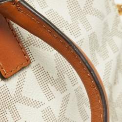 Pre Owned MICHAEL Michael Kors Brown/White Signature Coated Canvas Large Hamilton North South Tote