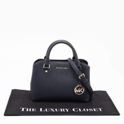 مملوكة مسبقًا Michael Michael Kors Navy Blue Saffiano Leather Small Savannah Satchel