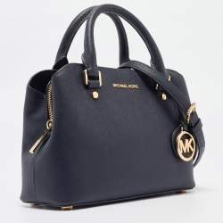 مملوكة مسبقًا Michael Michael Kors Navy Blue Saffiano Leather Small Savannah Satchel