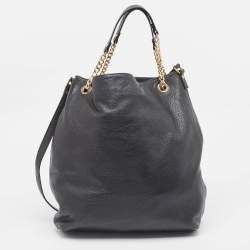 Pre Owned MICHAEL Michael Kors Black Leather Charm Tote