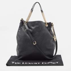Pre Owned MICHAEL Michael Kors Black Leather Charm Tote