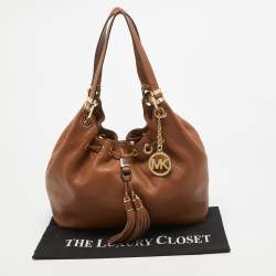 Pre Owned MICHAEL Michael Kors Brown Leather Camden Drawstring Hobo