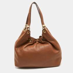 Pre Owned MICHAEL Michael Kors Brown Leather Camden Drawstring Hobo