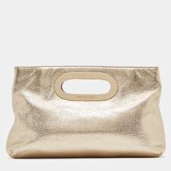 Pre Owned MICHAEL Michael Kors Gold Leather Berkley Clutch