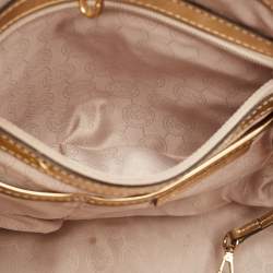 Pre Owned MICHAEL Michael Kors Gold Laser Cut Leather Jet Set Travel Tote