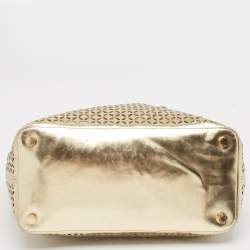 Pre Owned MICHAEL Michael Kors Gold Laser Cut Leather Jet Set Travel Tote