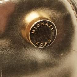 Pre Owned MICHAEL Michael Kors Gold Laser Cut Leather Jet Set Travel Tote