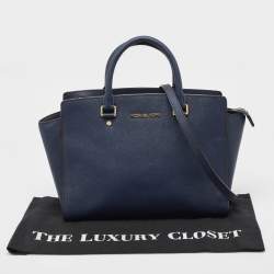 Pre Owned حقيبة يد توتس مايكل مايكل كورس سيلما جلد سافيانو أزرق كحلي كبيرة