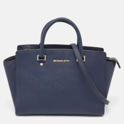 Michael Michael Kors Blue Black Saffiano Leather Medium Selma Tote MICHAEL Michael Kors TLC