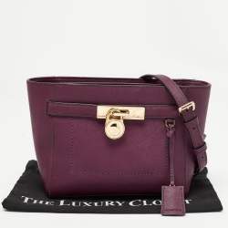 Pre Owned MICHAEL Michael Kors Burgundy Leather Hamilton Crossbody Bag