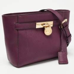 Pre Owned MICHAEL Michael Kors Burgundy Leather Hamilton Crossbody Bag