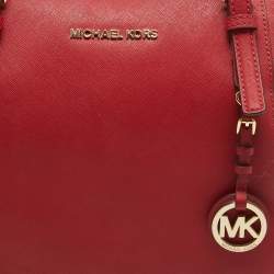 MICHAEL Michael Kors Red Saffiano Leather Jet Set Top Zip Tote