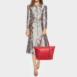 MICHAEL Michael Kors Red Saffiano Leather Jet Set Top Zip Tote