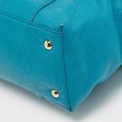 MICHAEL Michael Kors Teal Blue/Beige Leather Jet Set Tote