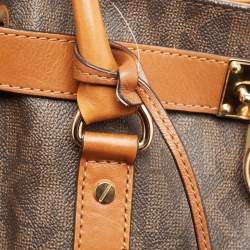 Pre Owned MICHAEL Michael Kors Brown Leather Large North South Hamilton Tote