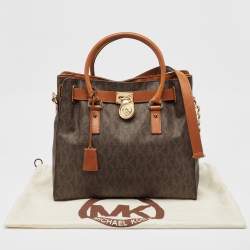 Pre Owned MICHAEL Michael Kors Brown Leather Large North South Hamilton Tote