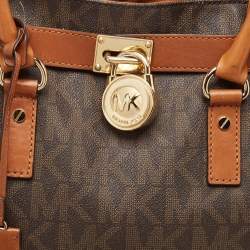 Pre Owned MICHAEL Michael Kors Brown Leather Large North South Hamilton Tote