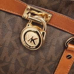 Pre Owned MICHAEL Michael Kors Brown Leather Large North South Hamilton Tote