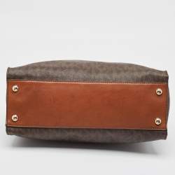 Pre Owned MICHAEL Michael Kors Brown Leather Large North South Hamilton Tote