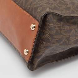 Pre Owned MICHAEL Michael Kors Brown Leather Large North South Hamilton Tote