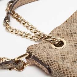 MICHAEL Michael Kors Grey Snakeskin Embossed Leather Cynthia Shoulder Bag