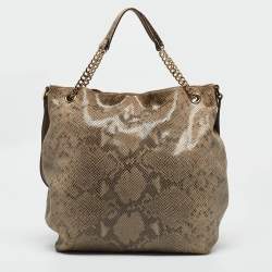 MICHAEL Michael Kors Grey Snakeskin Embossed Leather Cynthia Shoulder Bag
