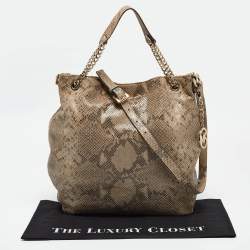 MICHAEL Michael Kors Grey Snakeskin Embossed Leather Cynthia Shoulder Bag