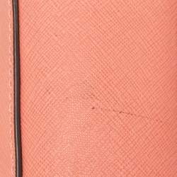 Pre Owned MICHAEL Michael Kors Peach Saffiano Leather Jet Set Camera Crossbody Bag