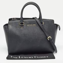 MICHAEL Michael Kors Black Saffiano Leather Large Selma Satchel